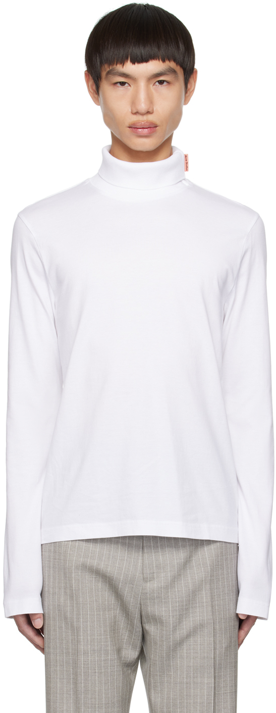 Acne Studios Roll-neck Cotton Jumper In Weiss