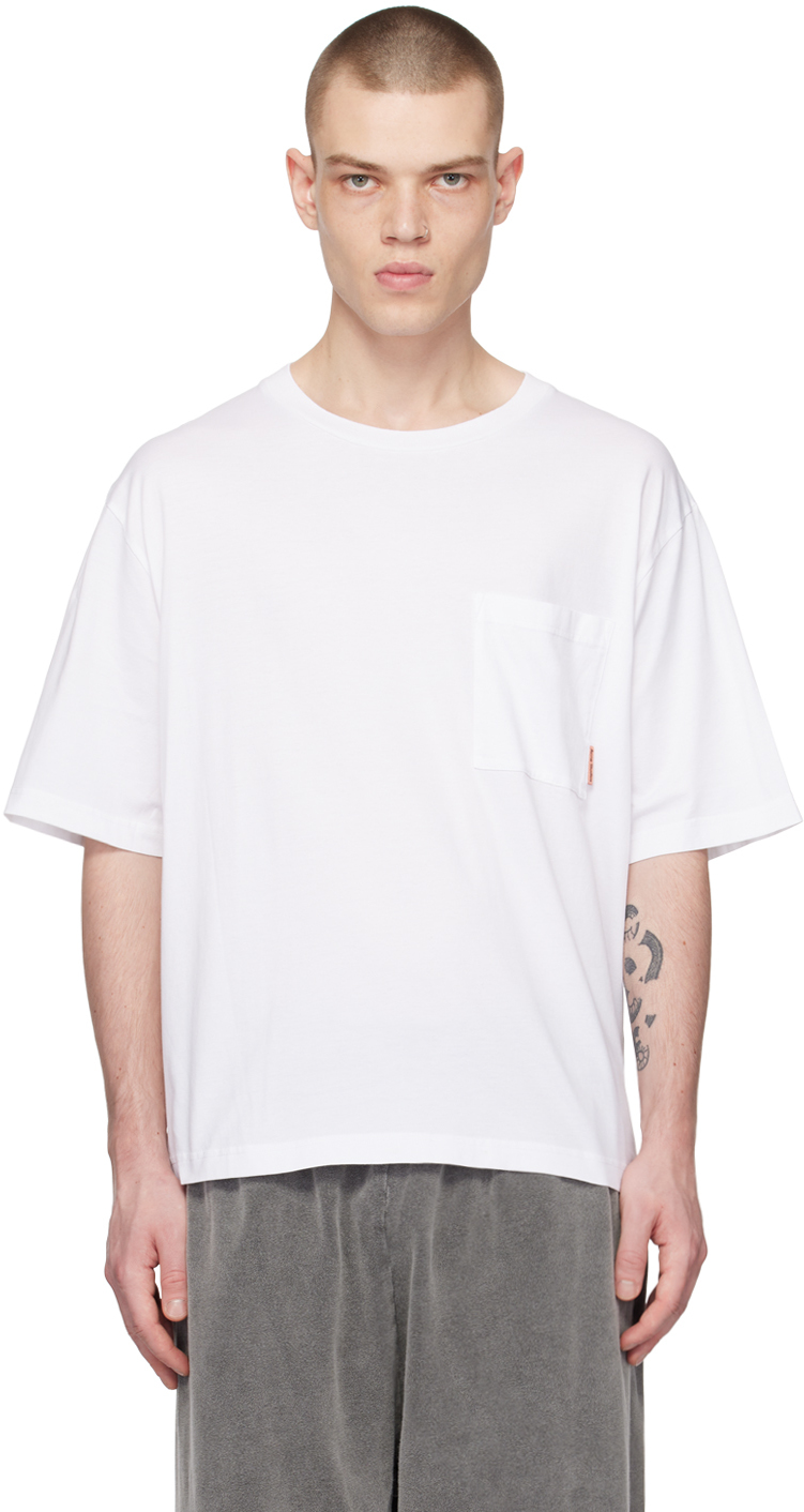 Acne Studios White Patch Pocket T-shirt In 183 Optic White