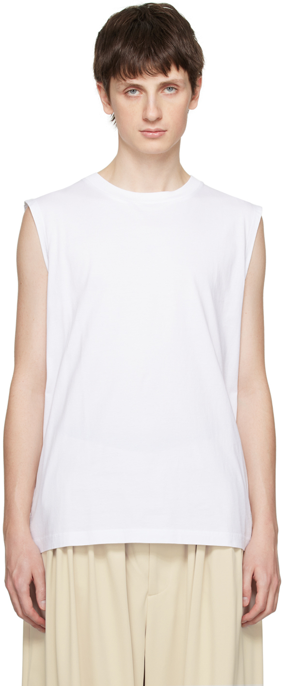 Acne Studios: White Sleeveless T-Shirt | SSENSE