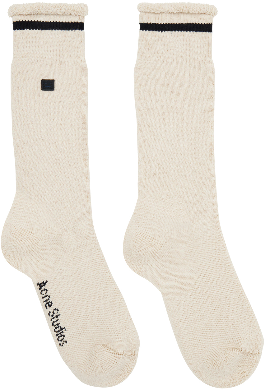 Acne Studios Beige Logo Socks SSENSE Canada