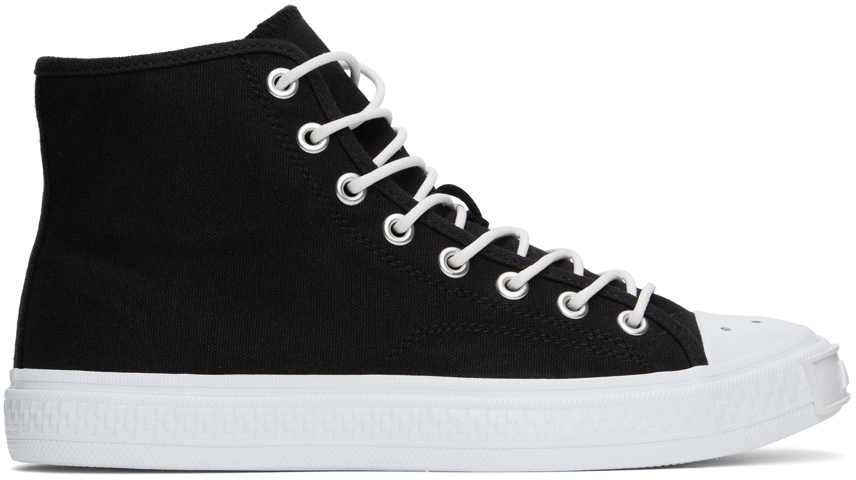 Acne Studios Black & White Canvas Sneakers In 123 Black/off White