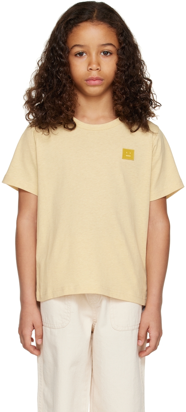 Acne Studios Kids' Mini Nash Face Cotton T-shirt In Yellow