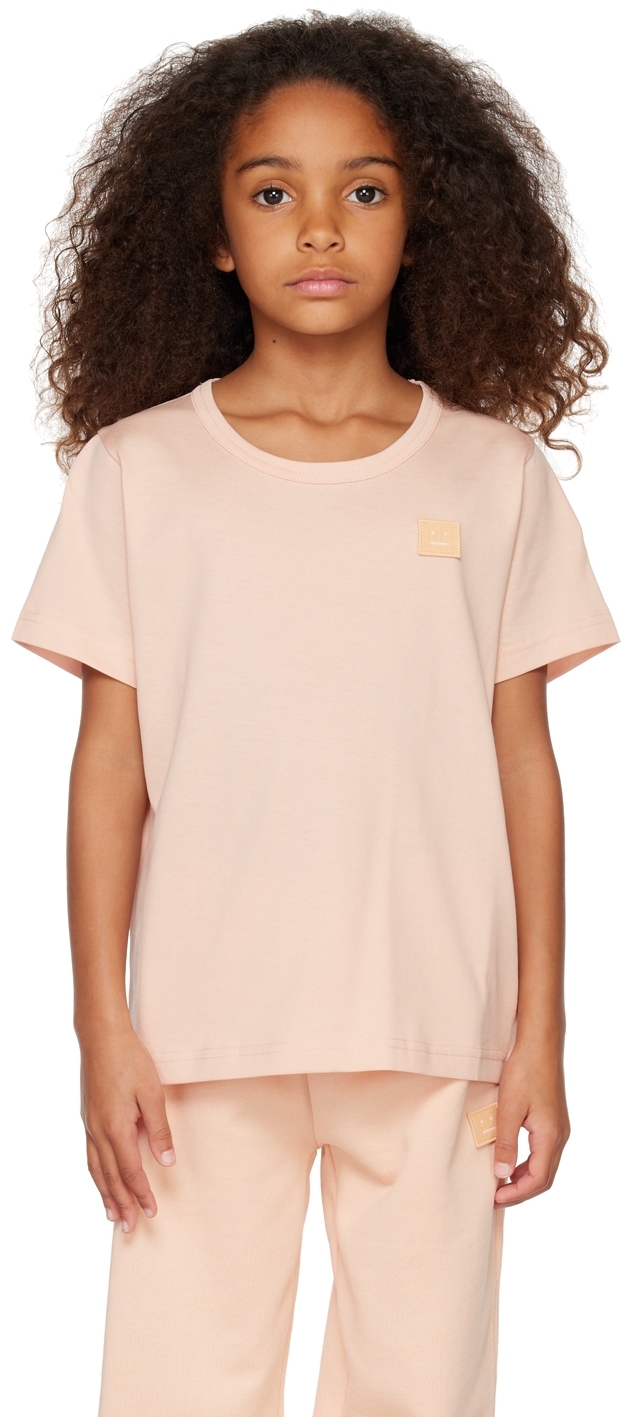 Shop Acne Studios Kids Pink Patch T-shirt In Powder Pink