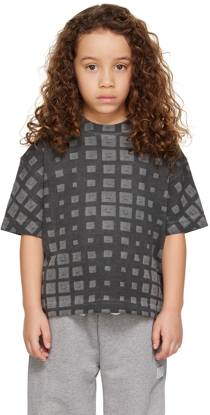 Acne Studios Kids Black Printed T-shirt