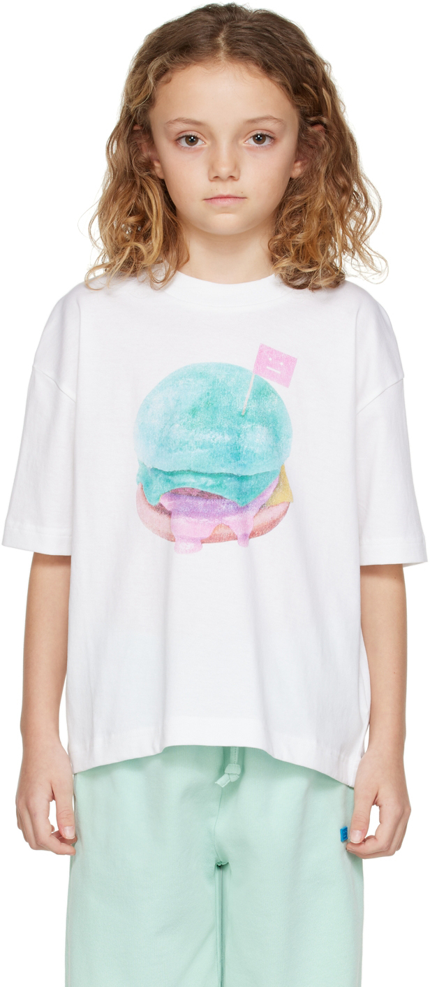 Acne Studios Burger-print Cotton T-shirt In Optic White