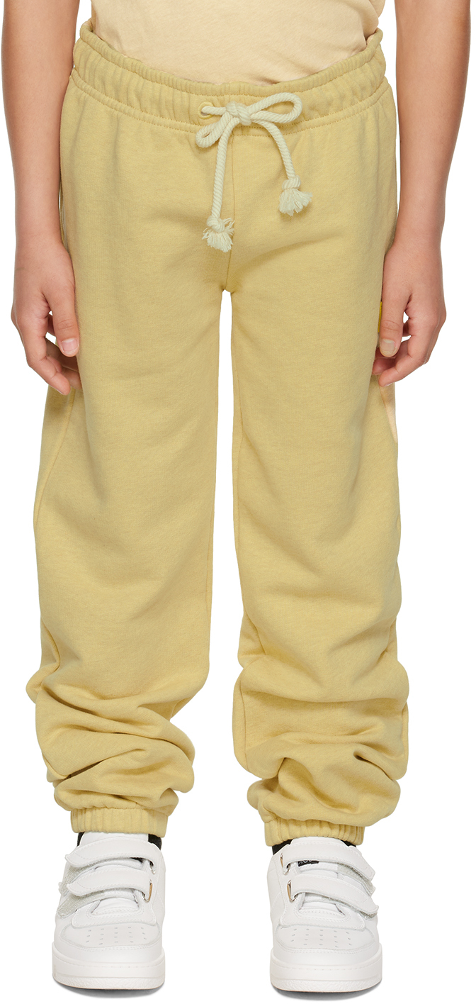 Acne Studios Kids Yellow Relaxed-fit Lounge Pants In Pale Yellow Melange