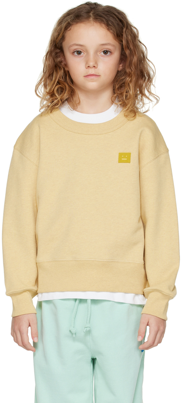 Acne Studios Girls Pale Yellow Kids Logo-patch Crewneck Cotton-jersey Sweatshirt 3-10 Years
