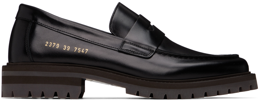 Common Projects: Black Leather Loafers | SSENSE Canada