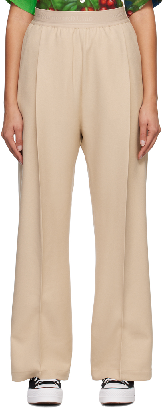 Stockholm Surfboard Club Beige Pleated Trousers In Sand