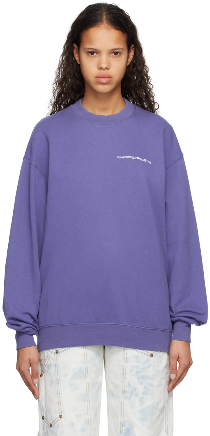 Stockholm Surfboard Club Purple Embroidered Sweatshirt In Violet