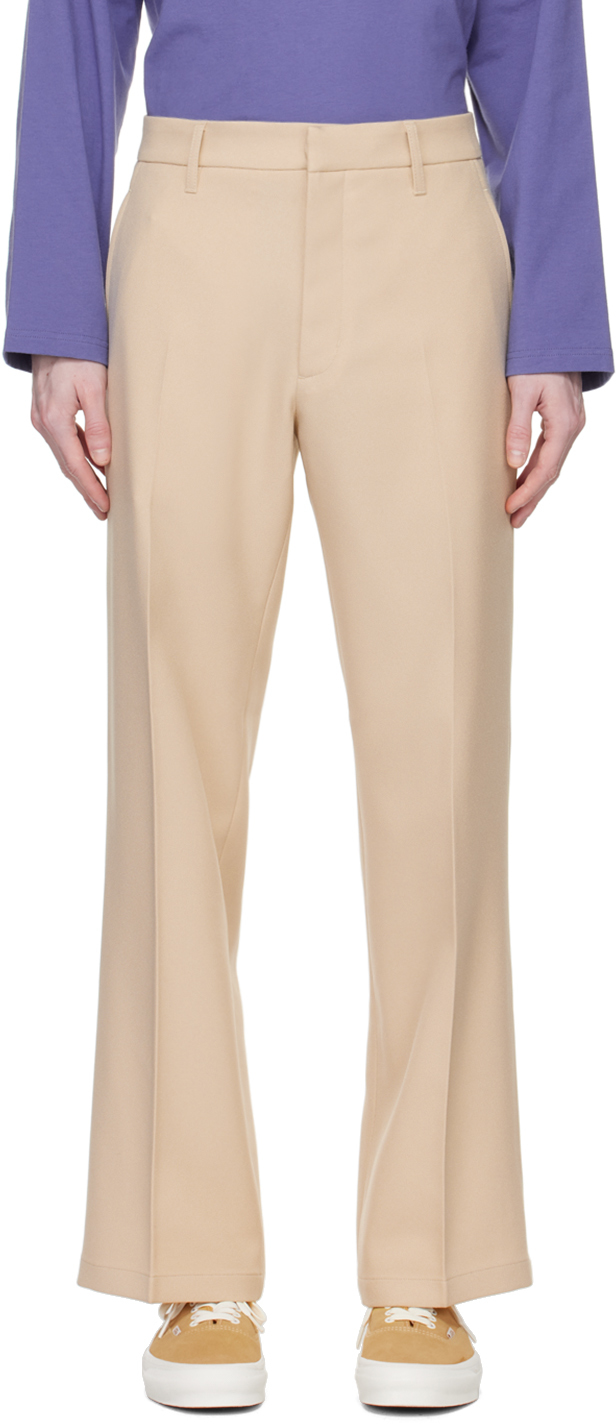 Stockholm Surfboard Club Beige Bootcut Trousers In Sand