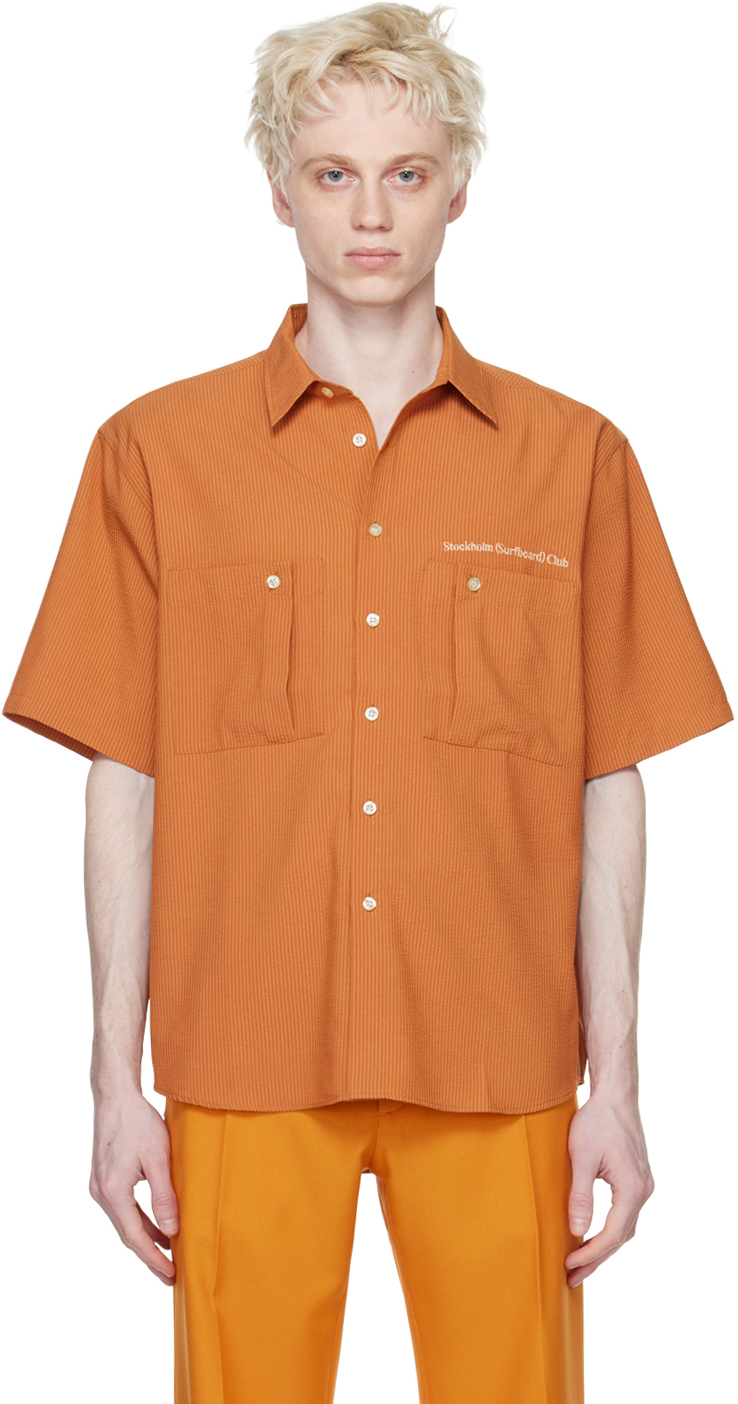 Stockholm Surfboard Club Orange Button Shirt In Carrot