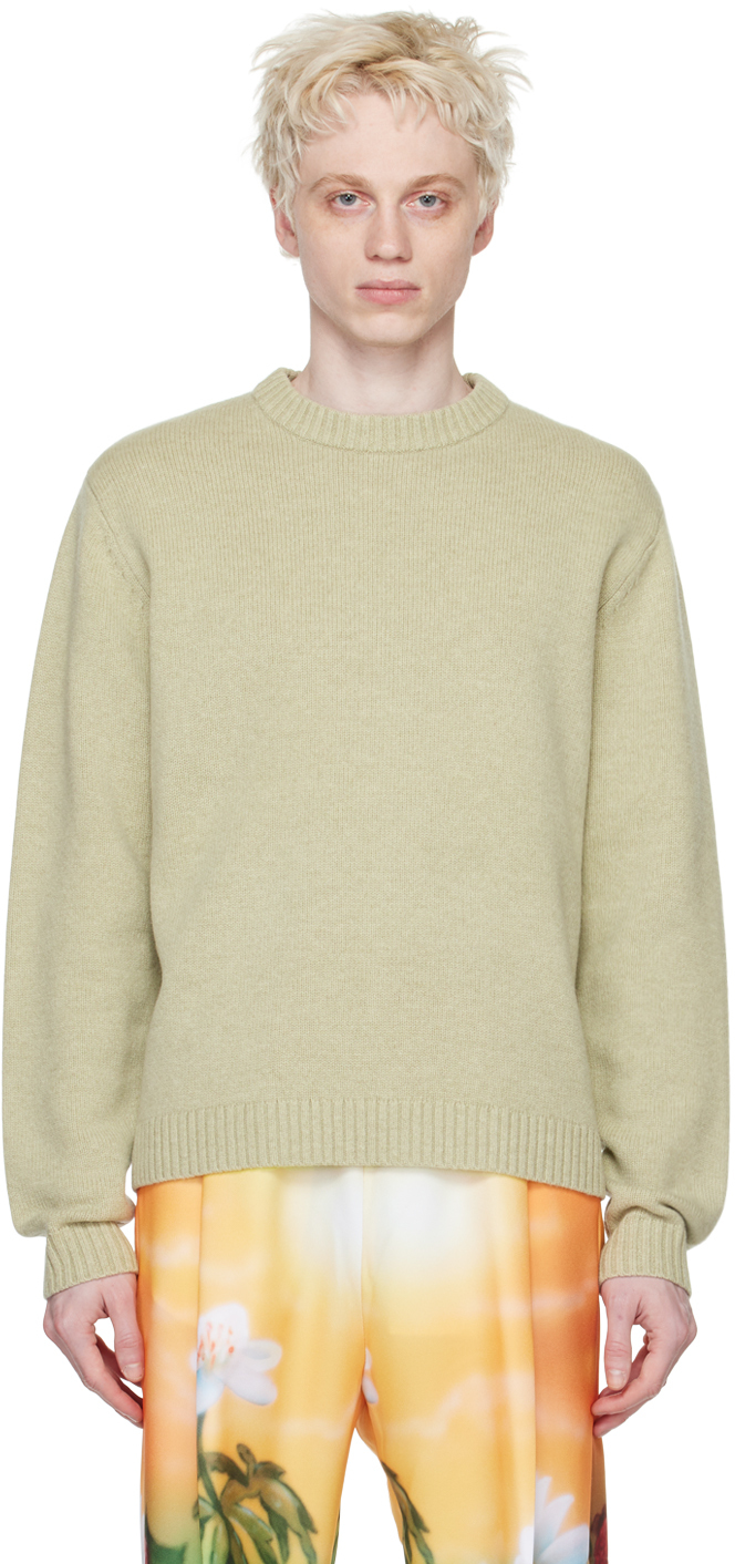 Stockholm Surfboard Club Green Jacquard Sweater In Sage