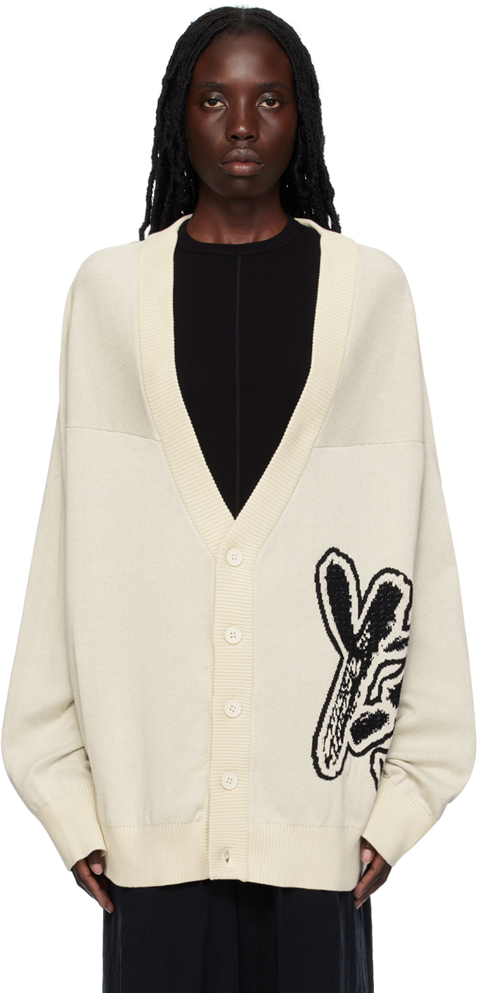 Y-3 Off-white Button Cardigan In Off White