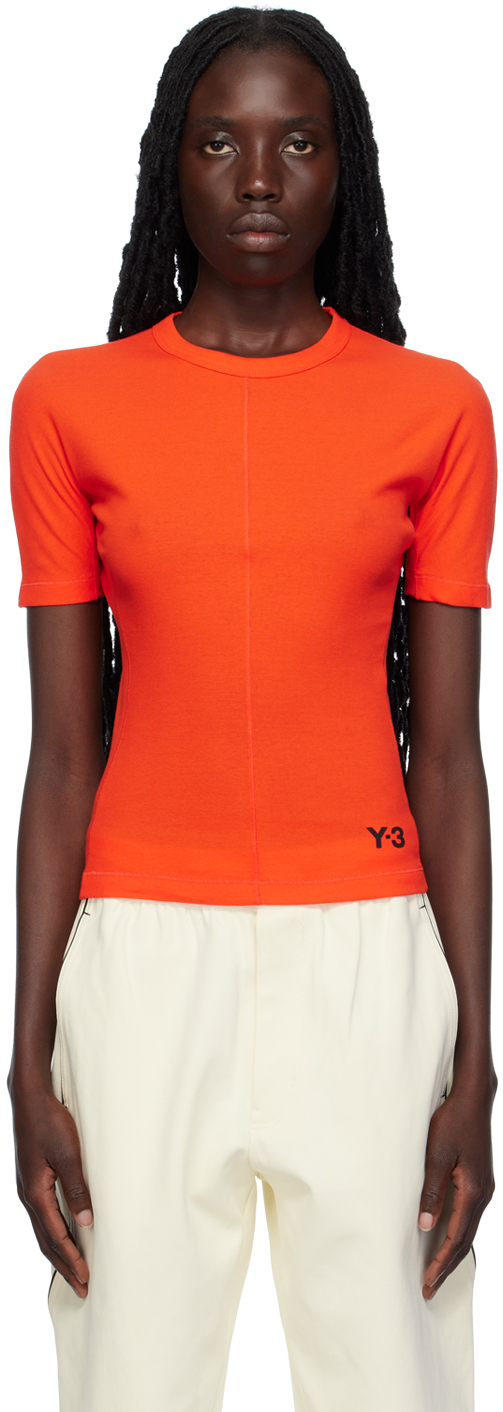 Y-3 Orange Fitted T-shirt In Semi Solar Red
