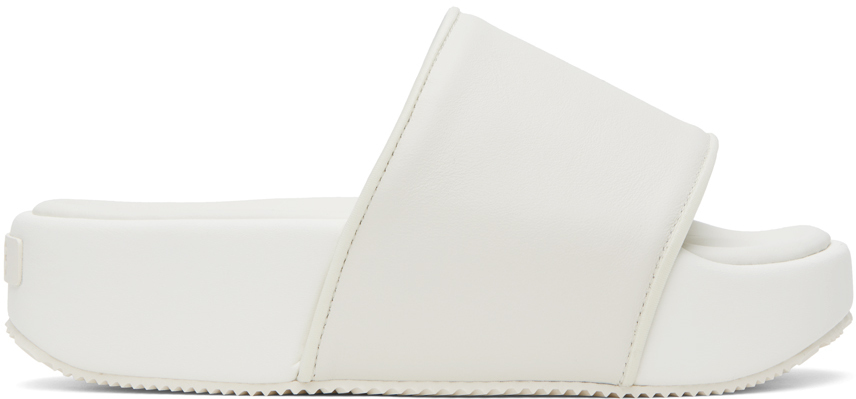 Shop Y-3 Off-white Cushioned Platform Slides In Off White/off White/
