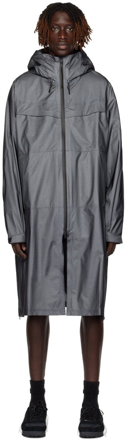 Black Two-Way Zip Rain Coat