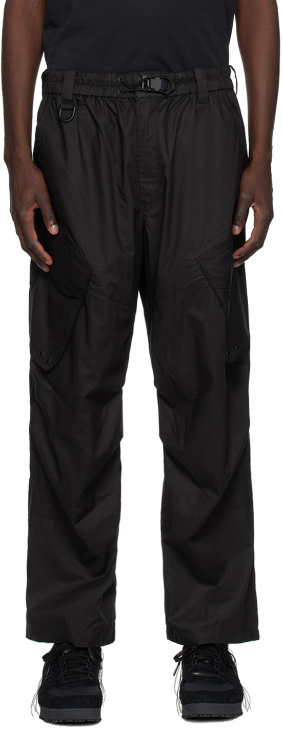 Shop Y-3 Black Loose Cargo Pants In Black/black