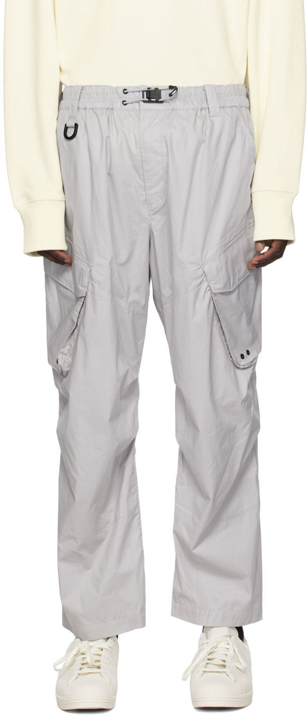 Y-3 Cotton Cargo Trousers In Grey