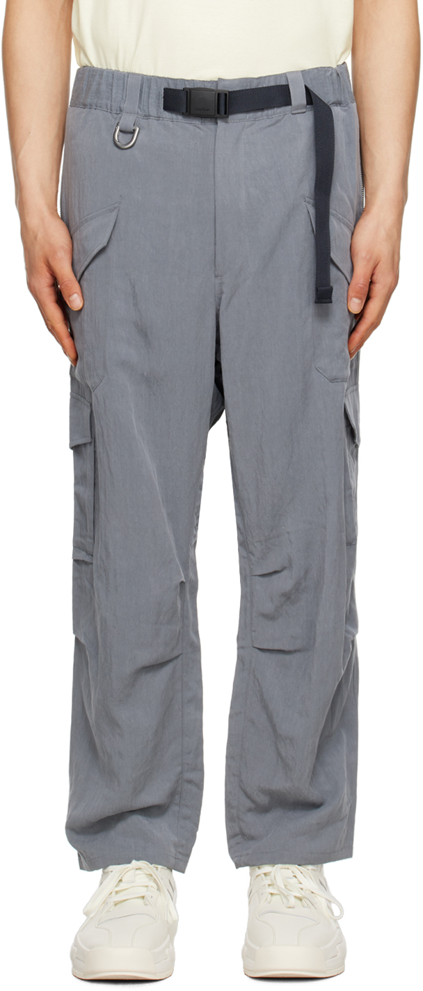 Gray Wide-Leg Cargo Pants