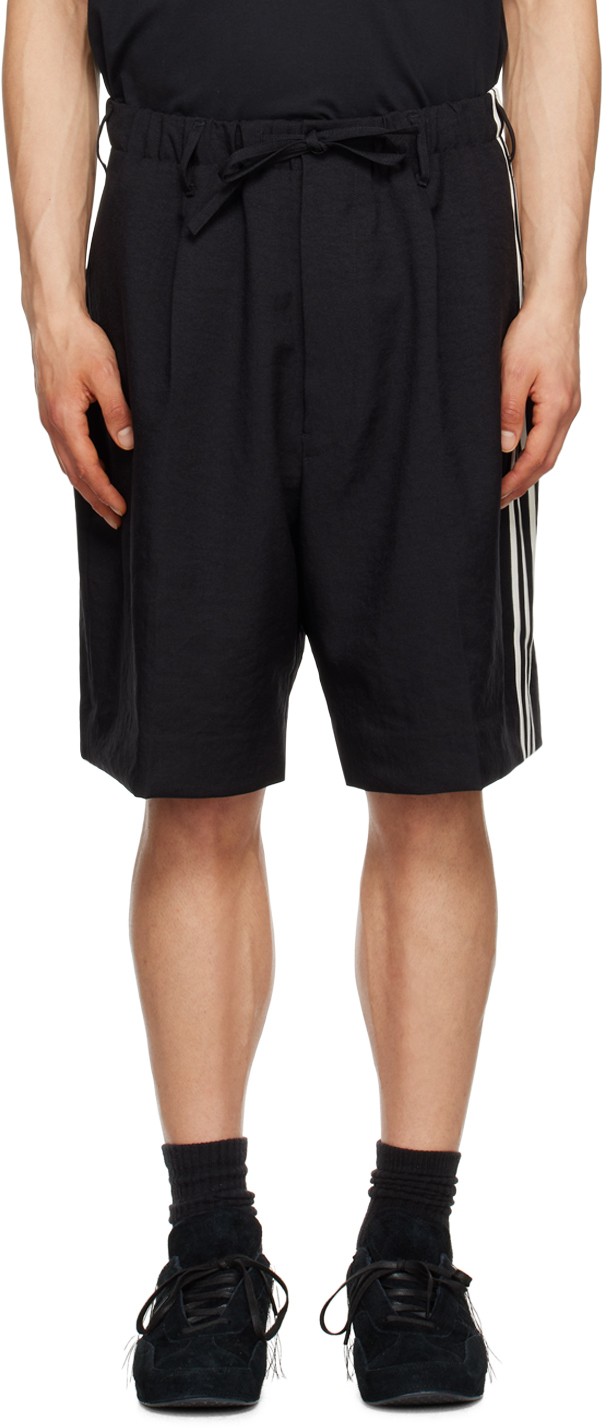 Y-3: Black 3-Stripe Shorts | SSENSE