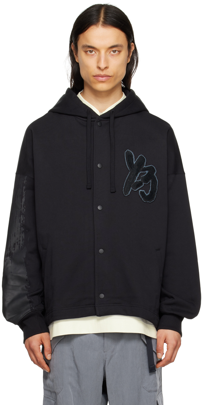 Y-3 BLACK GRAPHIC PATCH HOODIE