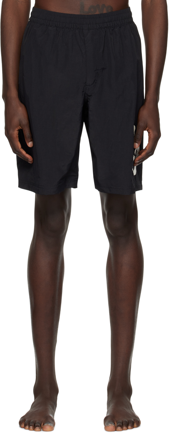 Shop Y-3 Black Brushstroke Swim Shorts
