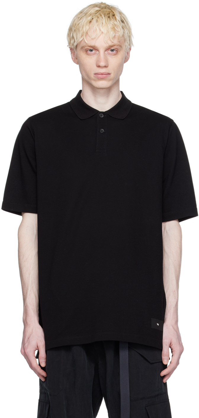 Y-3 Black Two-button Placket Polo