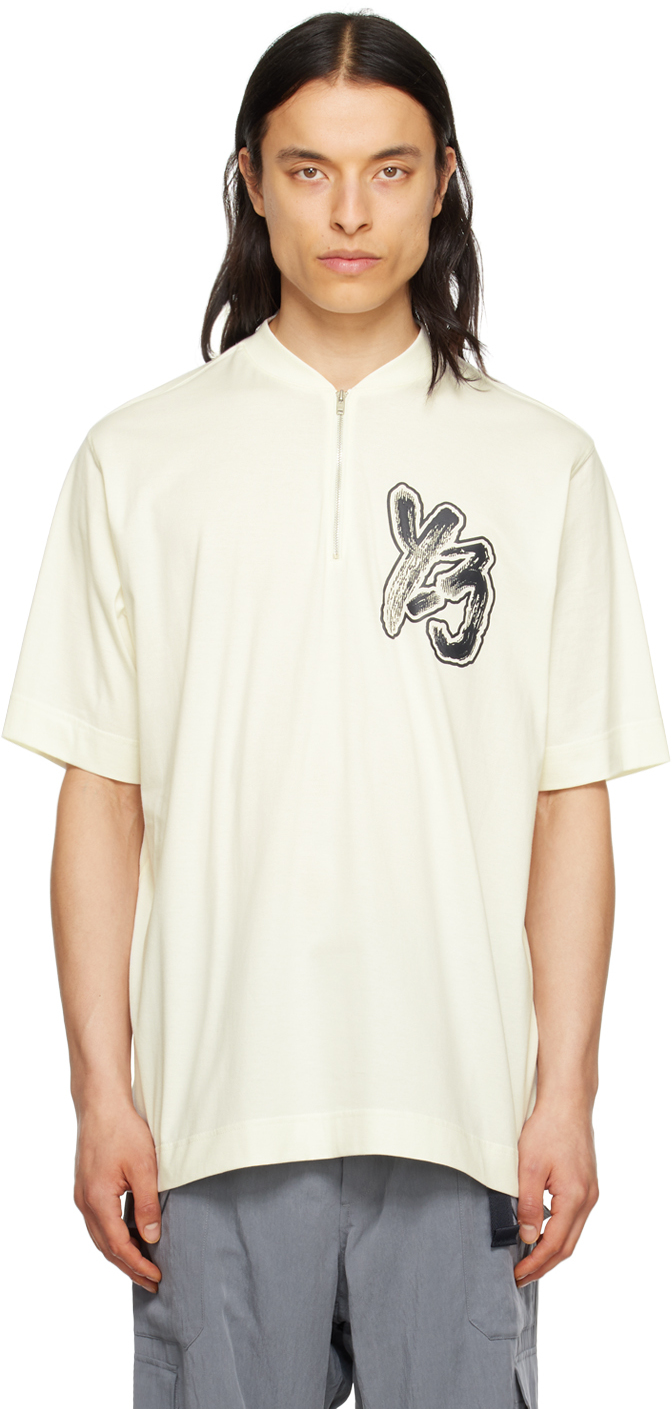 Y-3 Off-white Half-zip T-shirt In Off White