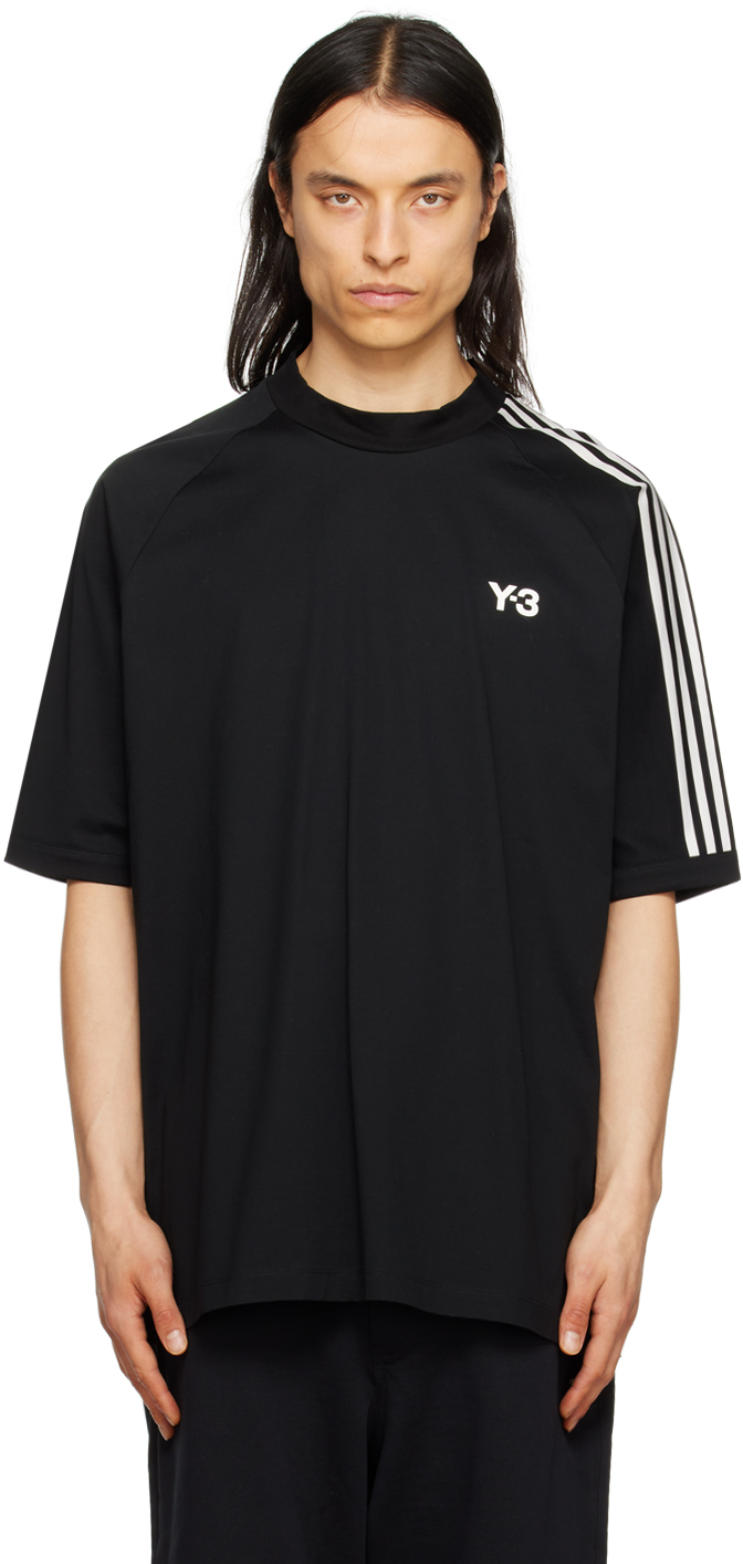 Y 3 Black 3 stripes T shirt In Black off White ModeSens