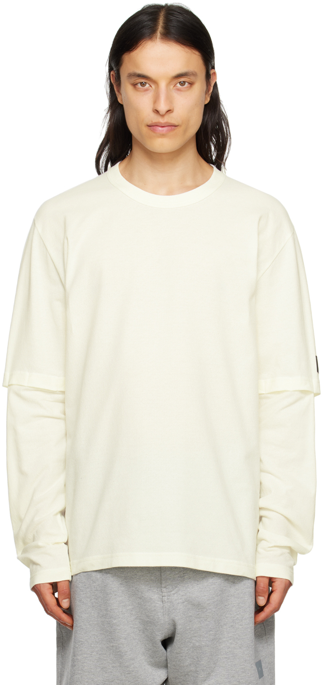 Y-3 OFF-WHITE LAYERED LONG SLEEVE T-SHIRT