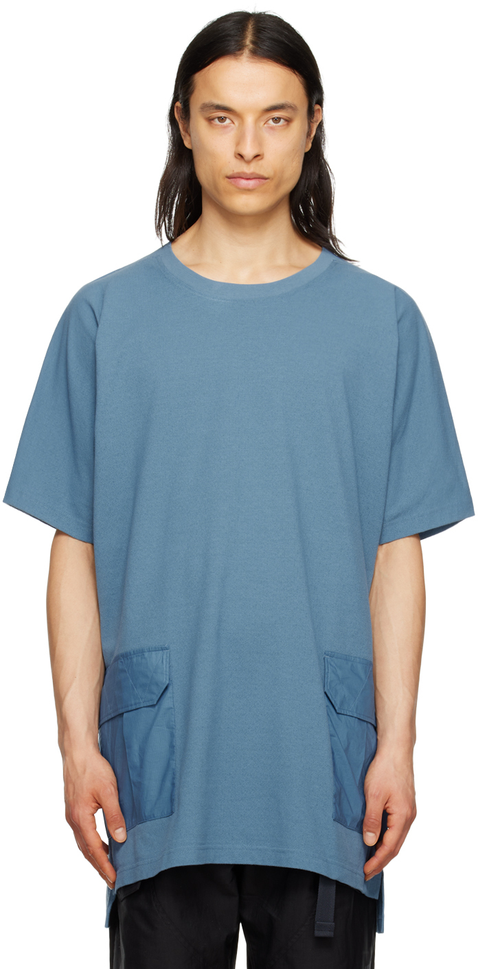 Y-3: Blue Cargo Pocket T-Shirt | SSENSE UK
