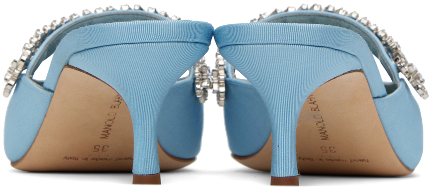 MANOLO BLAHNIK BLUE KANEMBAMU HEELS 