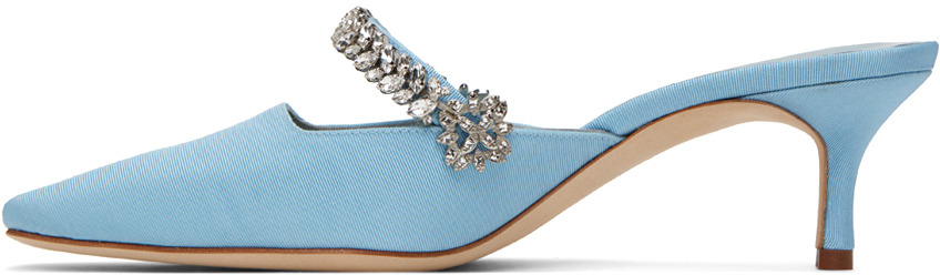 MANOLO BLAHNIK BLUE KANEMBAMU HEELS 