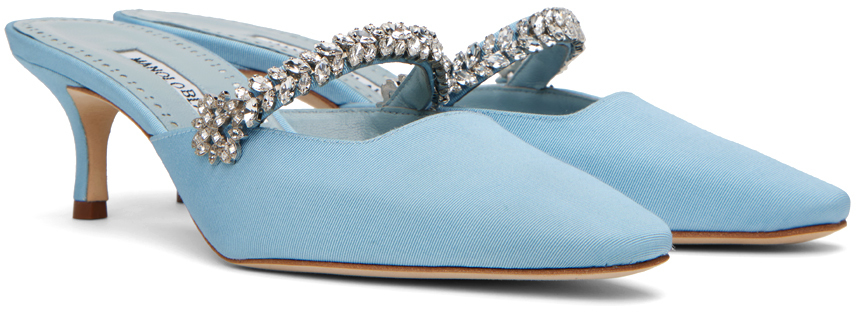 MANOLO BLAHNIK BLUE KANEMBAMU HEELS 