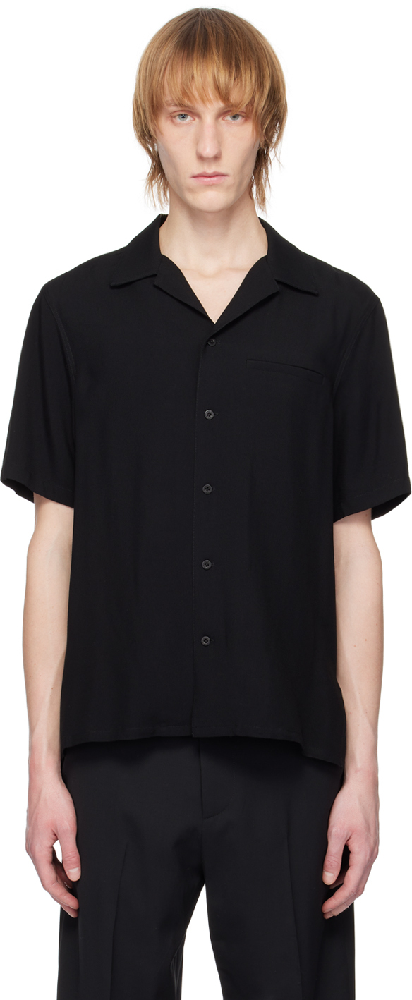 Nili Lotan Cody Short-sleeve Camp Shirt In Black