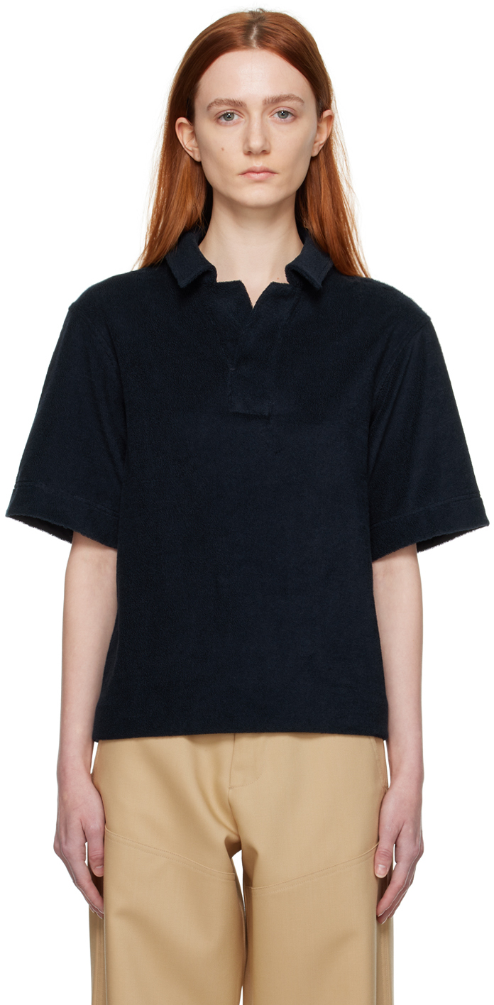 Zegna Black Spread Collar Polo In B09 Black