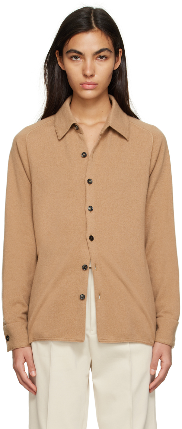Zegna Tan Buttoned Shirt In N04 Camel