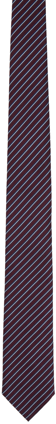 Zegna Burgundy Striped Tie In Bu1