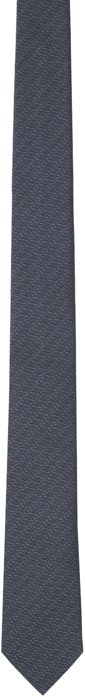 Zegna Blue & Gray Silk Tie In Gr1