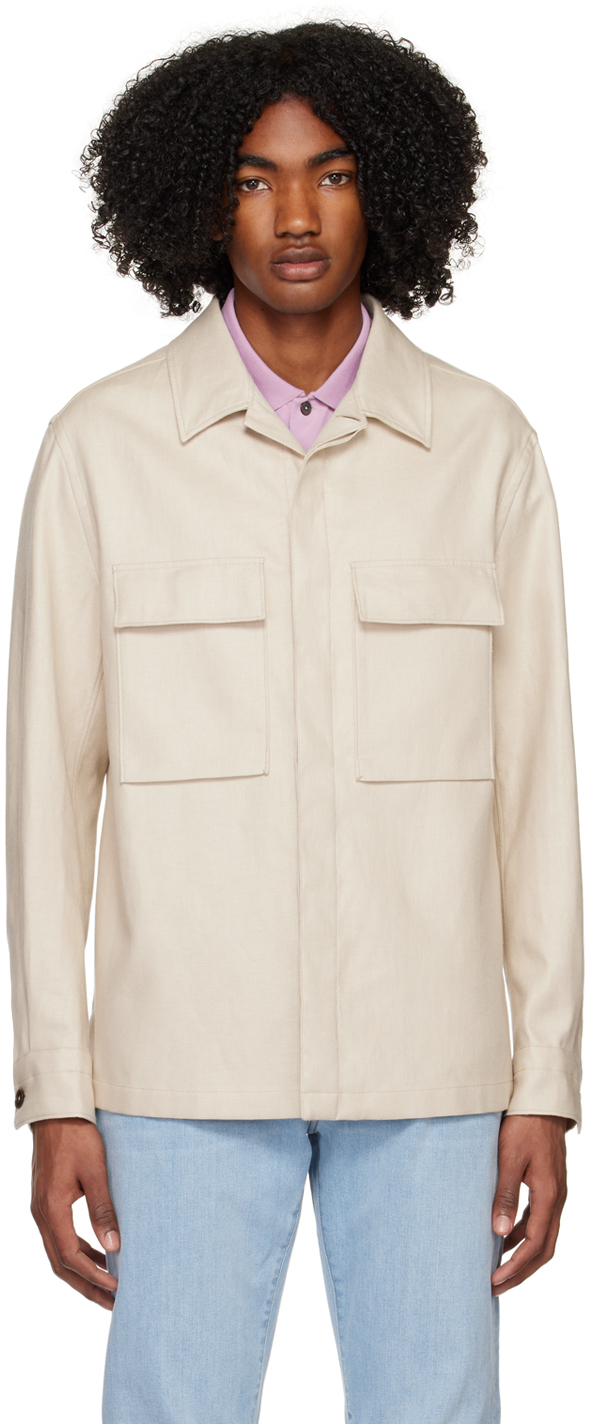 Zegna Off-white Spread Collar Shirt In 015