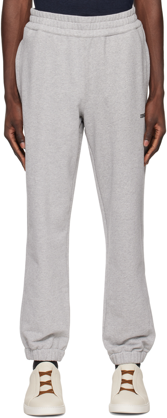 Shop Zegna Gray Bonded Sweatpants In K95 Grey Melange Sol