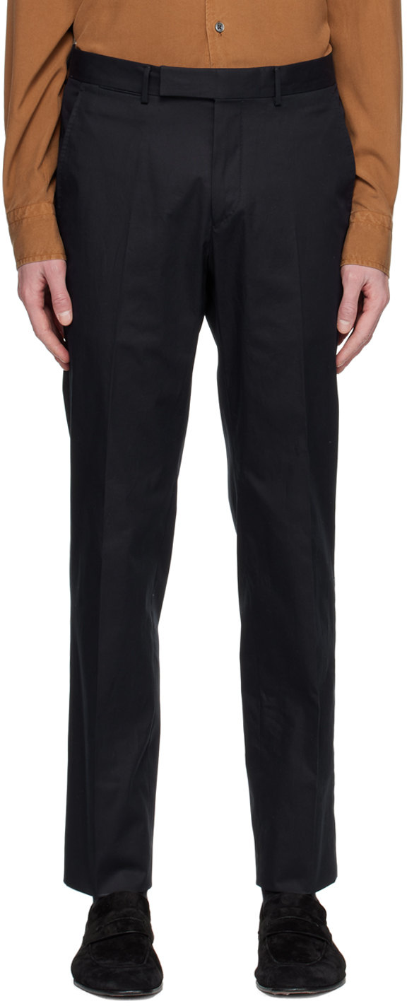 ZEGNA: Navy Premium Trousers | SSENSE UK