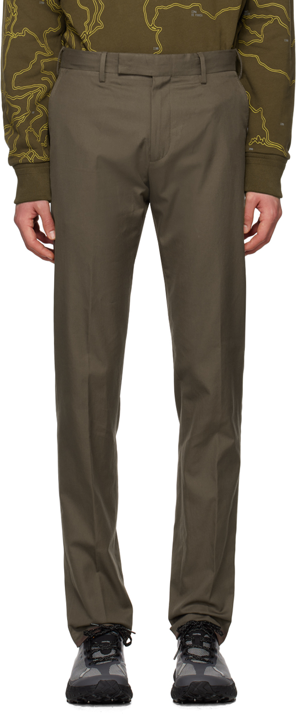 Zegna Taupe Zip Trousers In 471 Taupe Solid