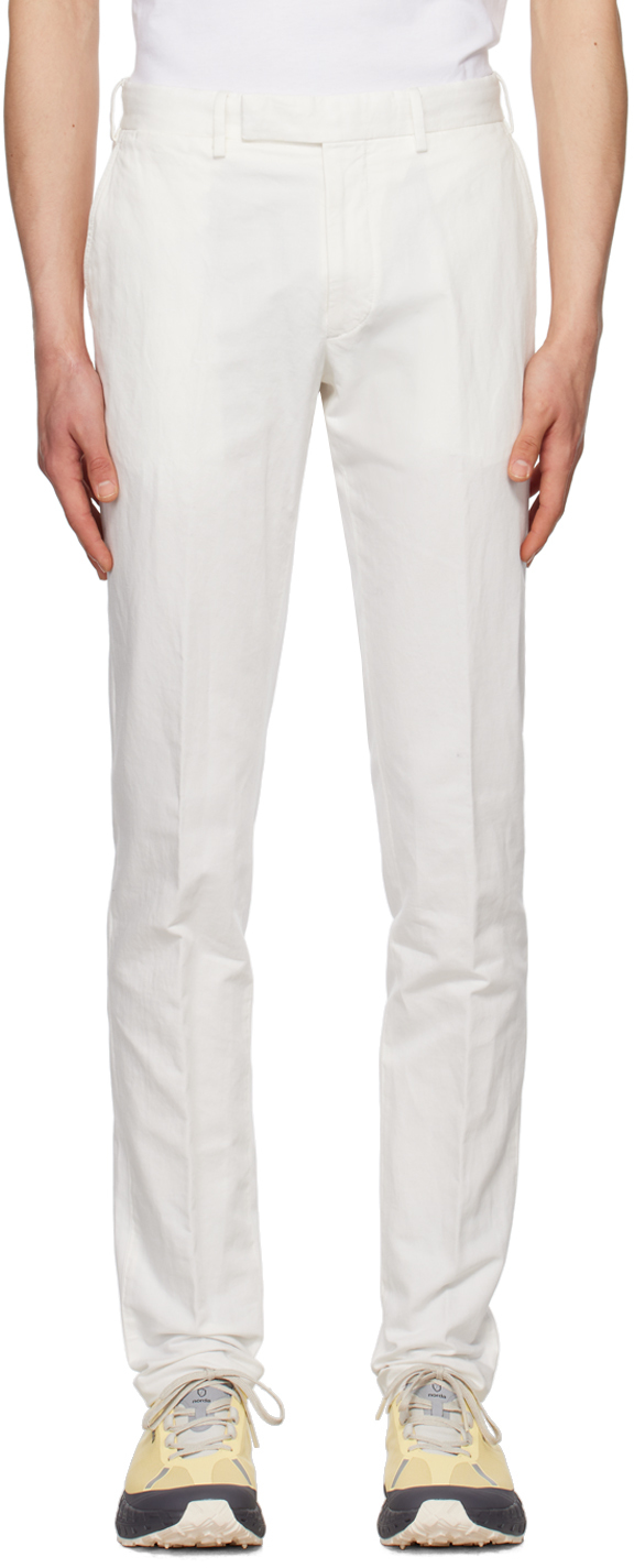 ZEGNA WHITE ZIP TROUSERS
