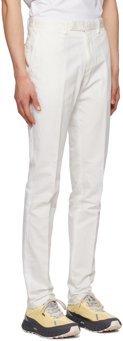 ZEGNA WHITE ZIP TROUSERS
