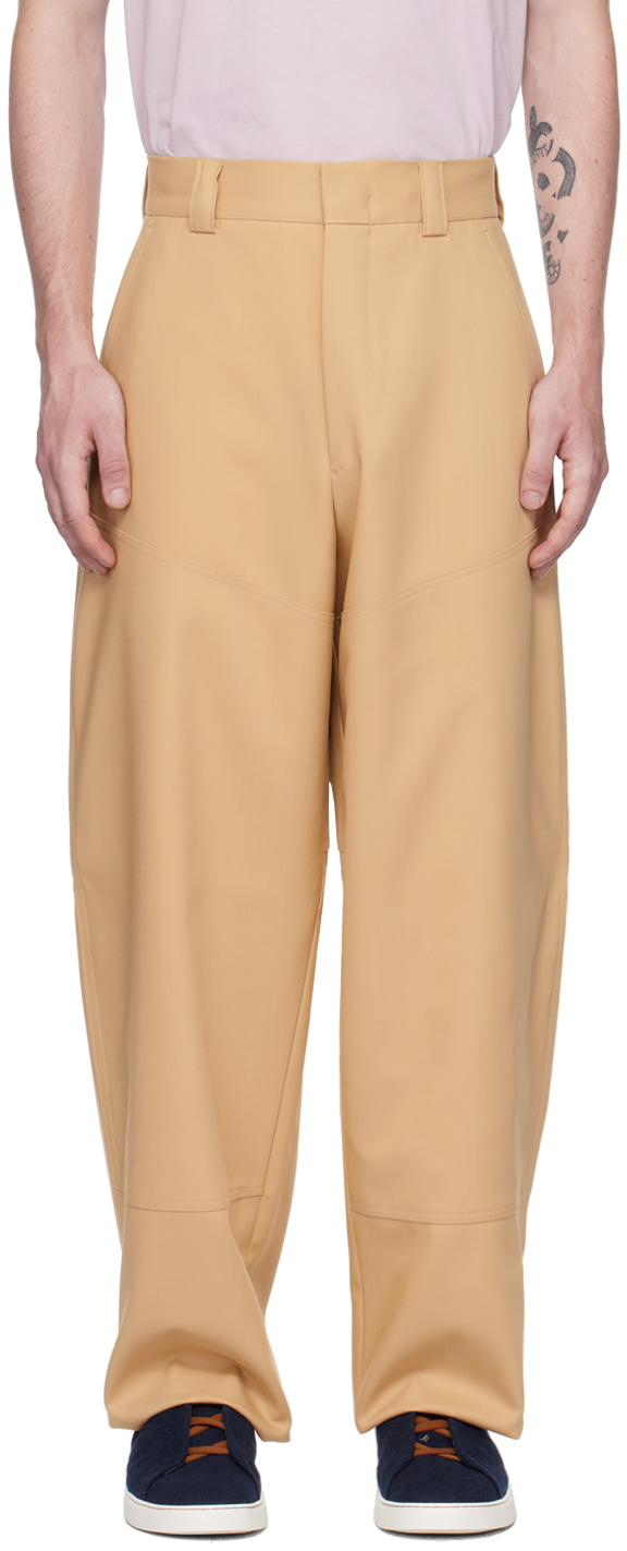 Beige Paneled Trousers