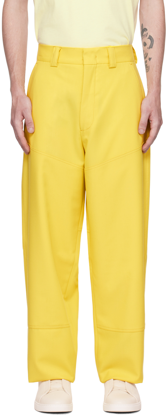 Zegna Yellow Paneled Trousers In 587097a5 Lemonade