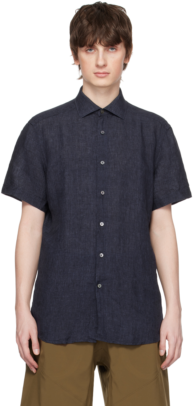 ZEGNA: Navy Button Shirt | SSENSE