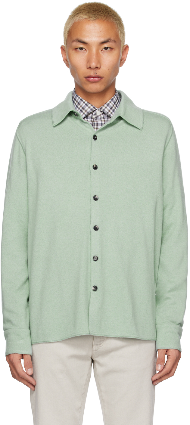 ZEGNA Green Spread Collar Shirt SSENSE